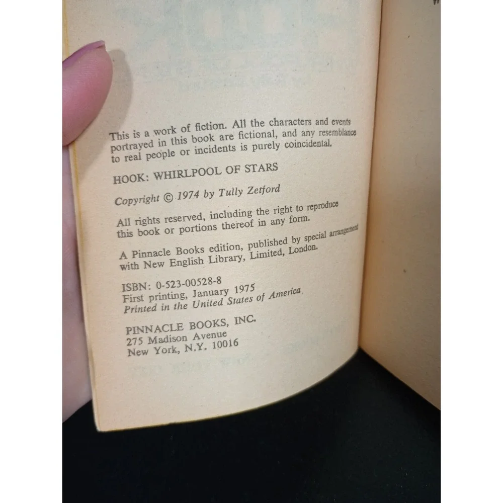 HOOK #1 Whirlpool of Stars by Tully‎ Zetford, 1975 1st Print PB